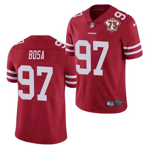 Men's San Francisco 49ers #97 Nick Bosa Red 2021 75th Anniversary Vapor Untouchable Limited Stitched NFL Jersey